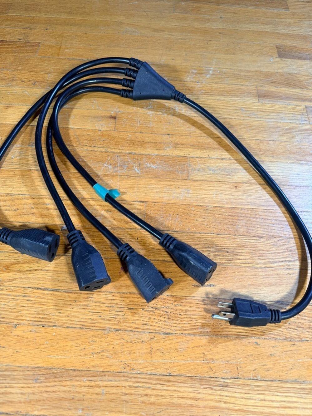 NEMA 5-15P to 4x IEC C13 Computer Power Splitter Cable